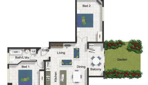 Two-Bedroom Beachfront Apartment