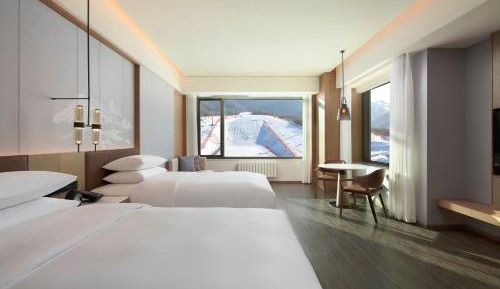 Double Room with Two Double Beds and Forest View