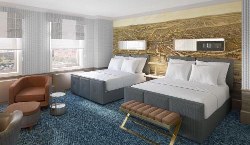 Queen Room with Two Queen Beds and Public Square View