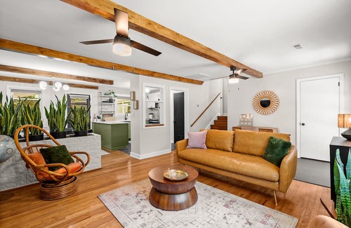 Gantt House | Weekend at GiGi's - a Greenville Mid-Century home with fire pit and game room.