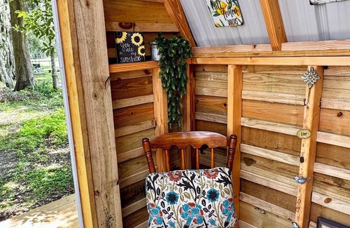 Reddick Cabin | Grass Campers whimsical 1 room Glamping Forest Hideaway Sugar Shanty near WEC