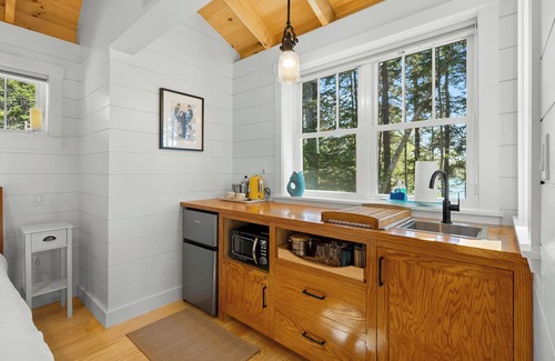 Saint George Cabin | Lindquist Cottage | Waterfront Studio with King Bed, Deck & Shoreline Access
