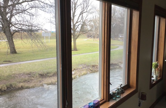 Riverfront property guest lodging.
