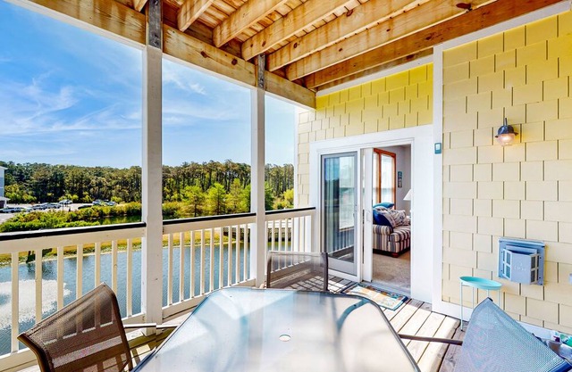 Dog-friendly water-view home with pool & balcony